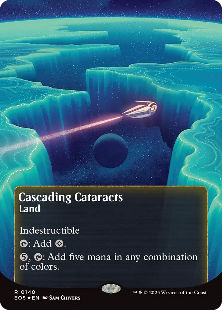 Cascading Cataracts (0140) (Borderless) (Galaxy Foil) [Edge of Eternities: Stellar Sights] | Shuffle n Cut Hobbies & Games