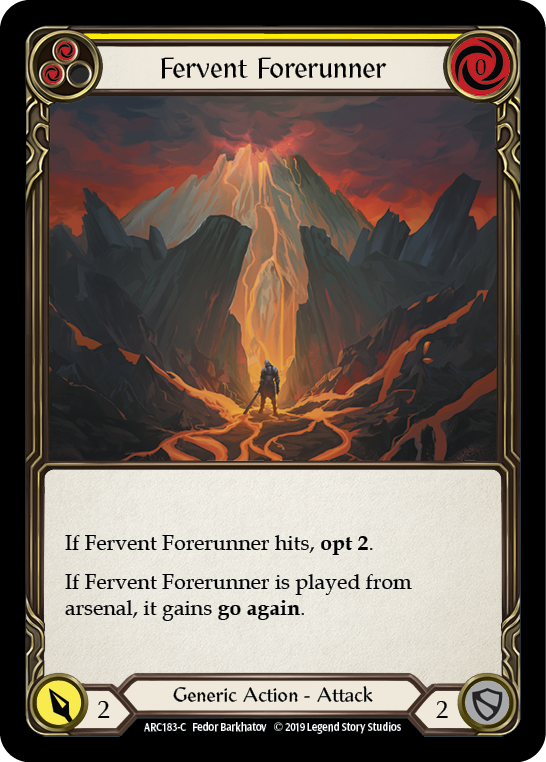 Fervent Forerunner (Yellow) [ARC183-C] (Arcane Rising)  1st Edition Rainbow Foil | Shuffle n Cut Hobbies & Games