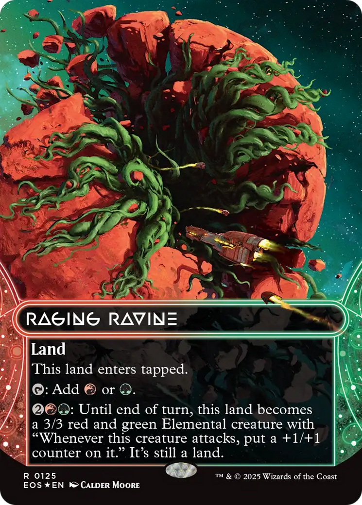 Raging Ravine (0125) (Borderless) (Galaxy Foil) [Edge of Eternities: Stellar Sights] | Shuffle n Cut Hobbies & Games
