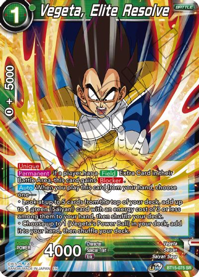 Vegeta, Elite Resolve (BT15-075) [Saiyan Showdown] | Shuffle n Cut Hobbies & Games