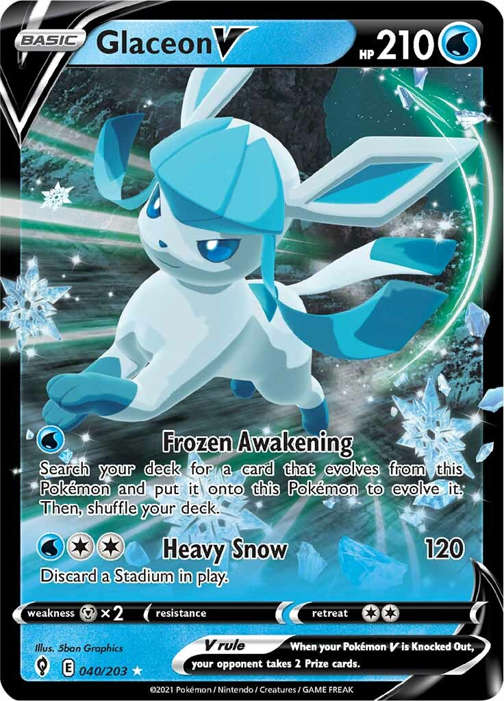 Glaceon V (040/203) [Sword & Shield: Evolving Skies] | Shuffle n Cut Hobbies & Games