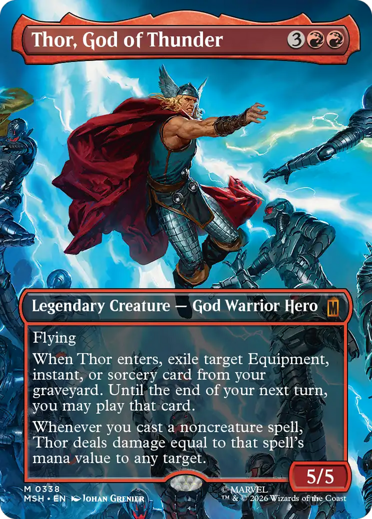 Thor, God of Thunder (Borderless) (0338) [Marvel Super Heroes] | Shuffle n Cut Hobbies & Games