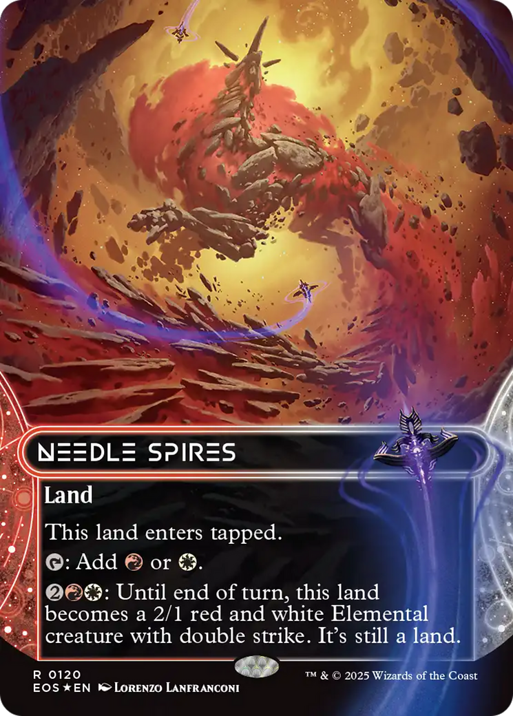 Needle Spires (0120) (Borderless) (Galaxy Foil) [Edge of Eternities: Stellar Sights] | Shuffle n Cut Hobbies & Games
