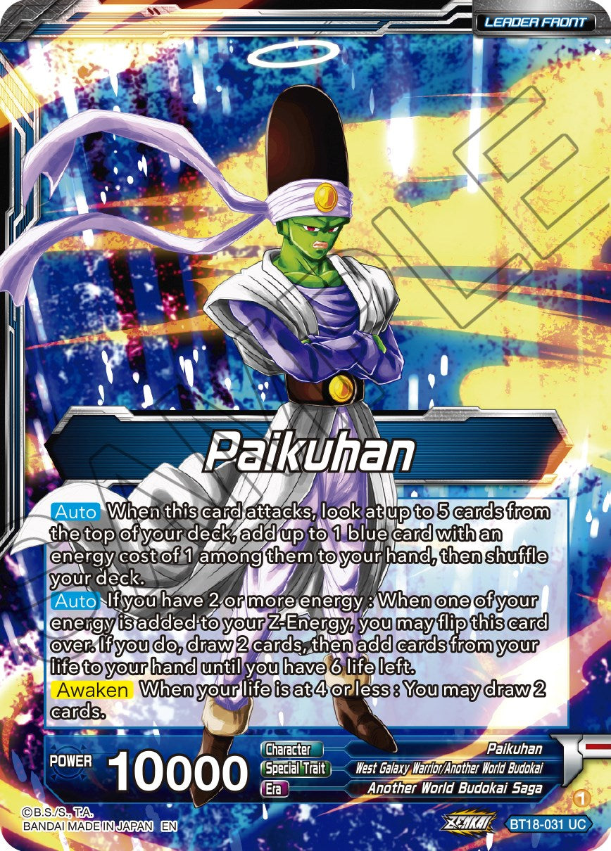 Paikuhan // Paikuhan, West Galaxy Warrior (BT18-031) [Dawn of the Z-Legends] | Shuffle n Cut Hobbies & Games