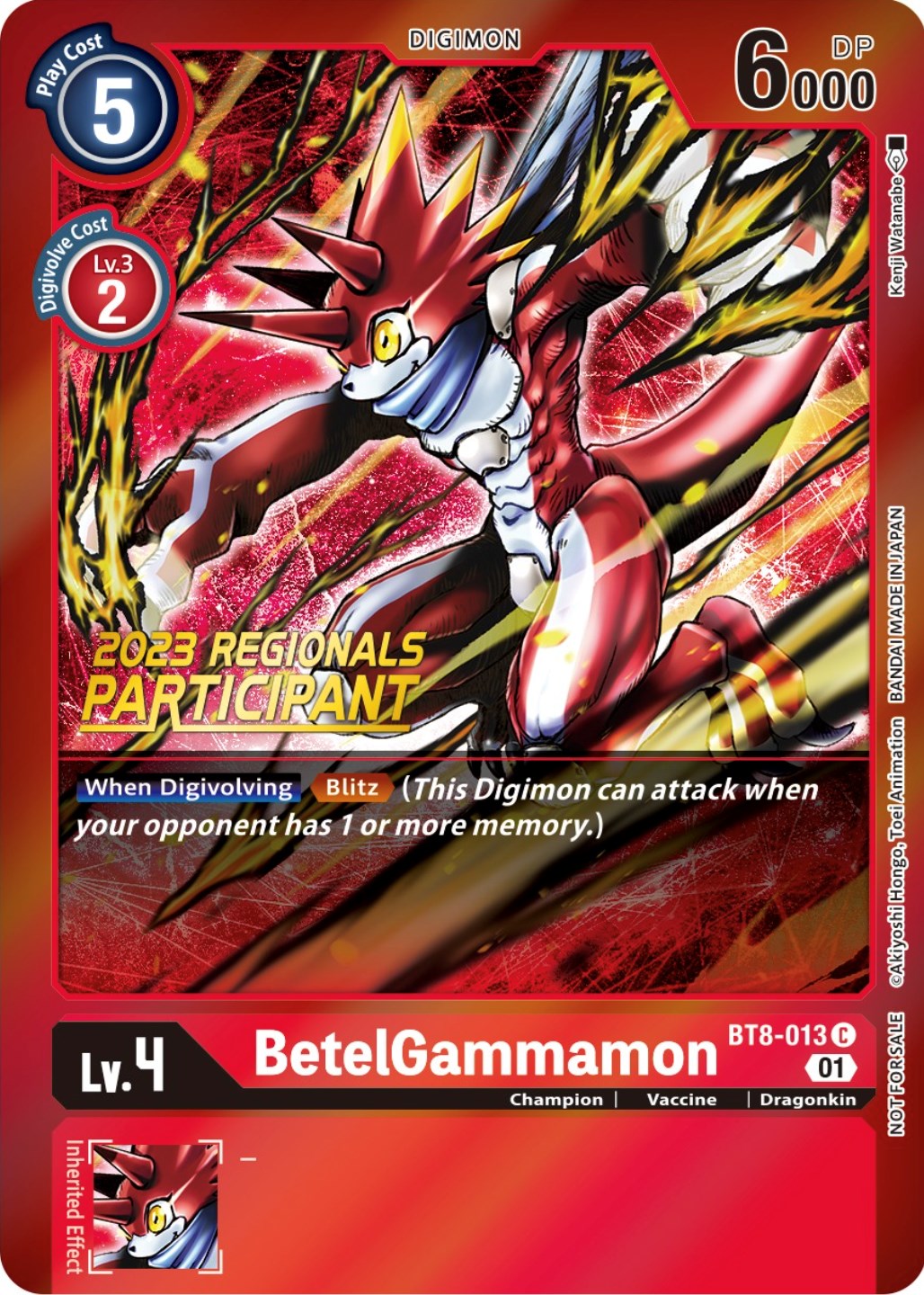 BetelGammamon [BT8-013] (2023 Regionals Participant) [New Awakening Promos] | Shuffle n Cut Hobbies & Games