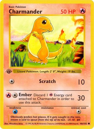 Charmander (46/102) (Shadowless) [Base Set 1st Edition] | Shuffle n Cut Hobbies & Games