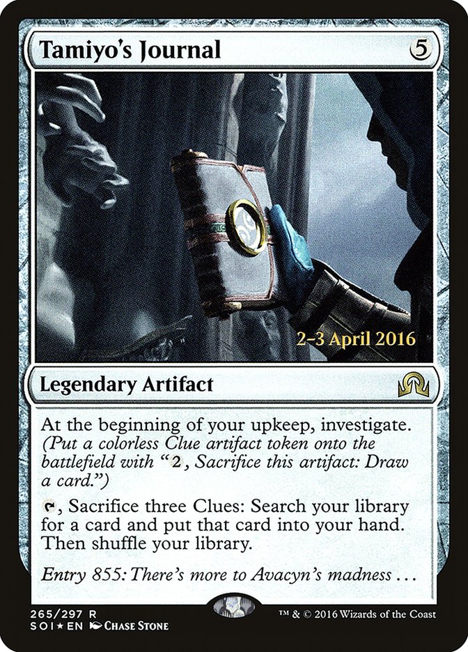 Tamiyo's Journal (Entry 855) [Shadows over Innistrad Prerelease Promos] | Shuffle n Cut Hobbies & Games