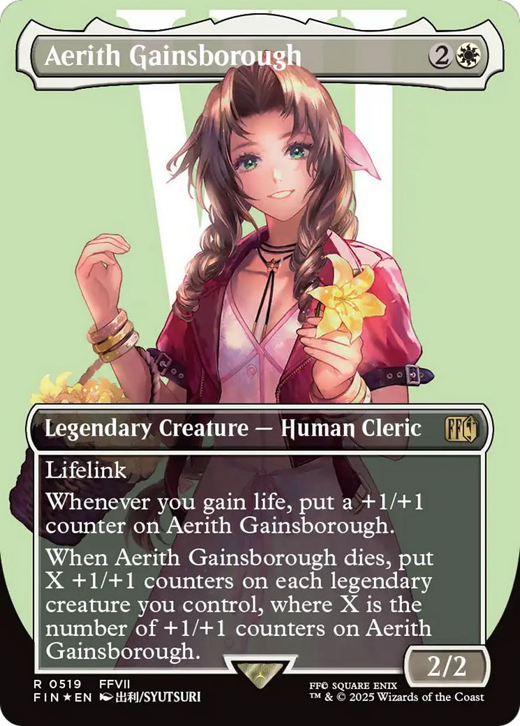 Aerith Gainsborough (Borderless) (Surge Foil) [FINAL FANTASY] | Shuffle n Cut Hobbies & Games