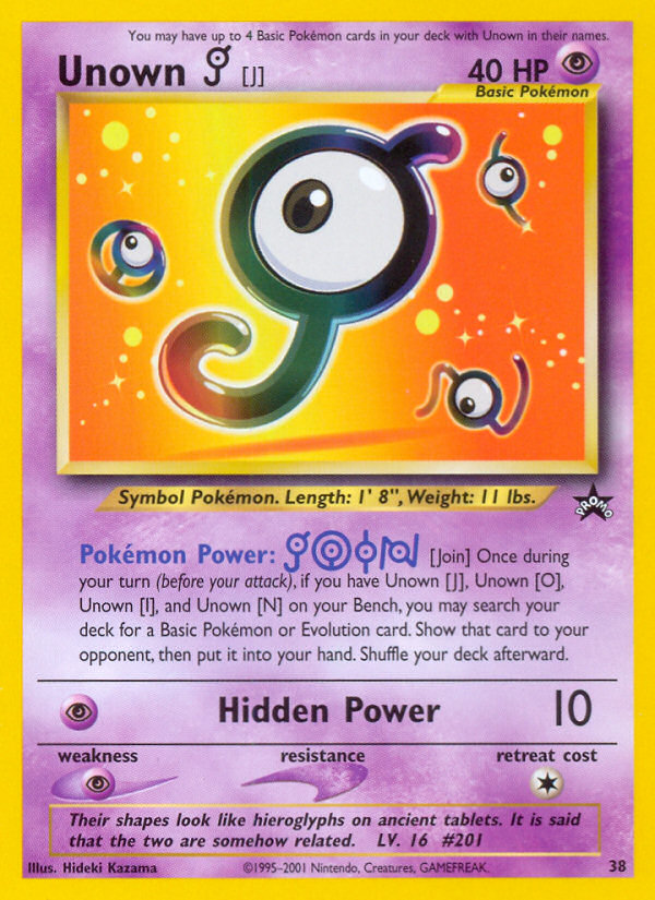 Unown [J] (38) [Wizards of the Coast: Black Star Promos] | Shuffle n Cut Hobbies & Games