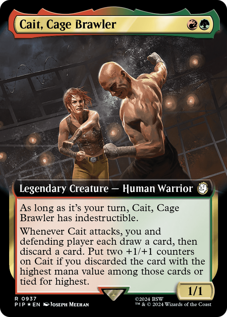 Cait, Cage Brawler (Extended Art) (Surge Foil) [Fallout] | Shuffle n Cut Hobbies & Games