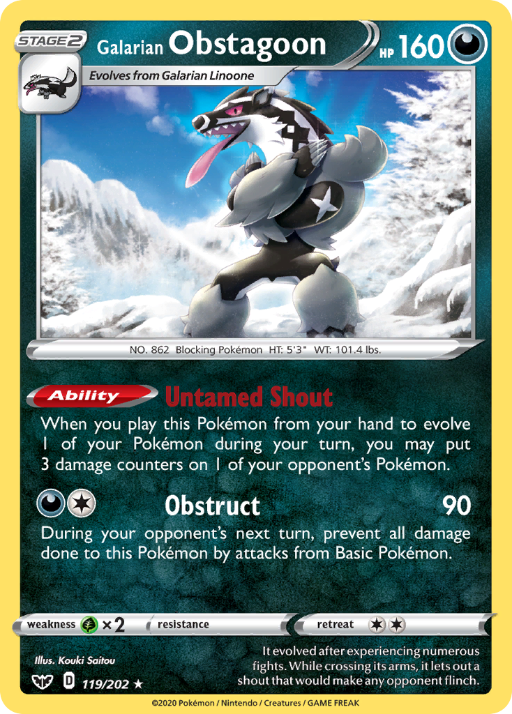 Galarian Obstagoon (119/202) [Sword & Shield: Base Set] | Shuffle n Cut Hobbies & Games