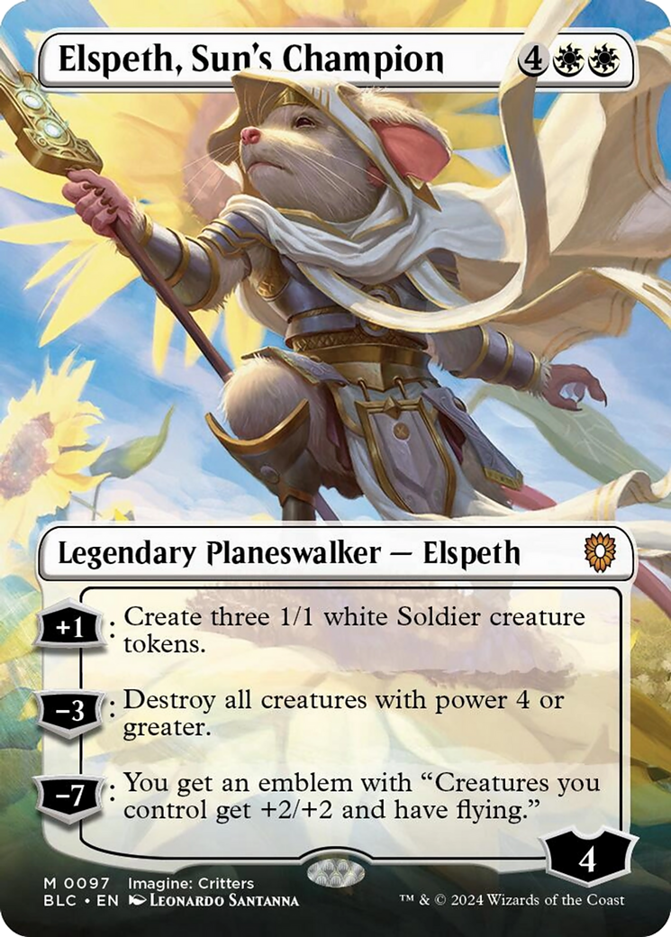 Elspeth, Sun's Champion (Borderless) [Bloomburrow Commander] | Shuffle n Cut Hobbies & Games
