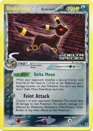 Umbreon (17/113) (Delta Species) (Stamped) [EX: Delta Species] | Shuffle n Cut Hobbies & Games