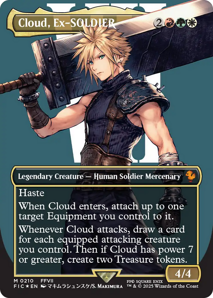 Cloud, Ex-SOLDIER (Borderless) (Surge Foil) [FINAL FANTASY Commander] | Shuffle n Cut Hobbies & Games