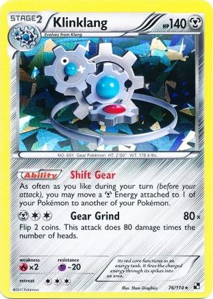 Klinklang (76/114) (Cracked Ice Holo) (Blister Exclusive) [Black & White: Base Set] | Shuffle n Cut Hobbies & Games