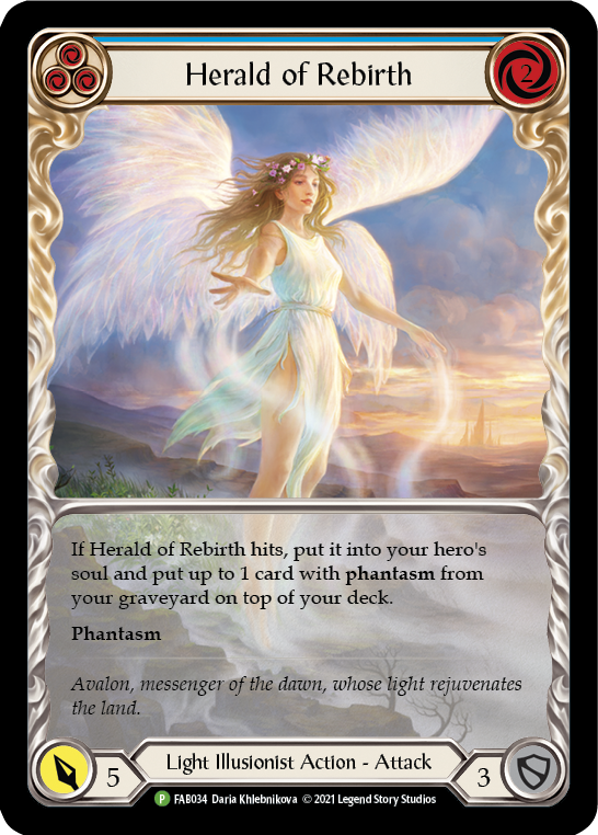 Herald of Rebirth (Blue) [FAB034] (Promo)  Rainbow Foil | Shuffle n Cut Hobbies & Games