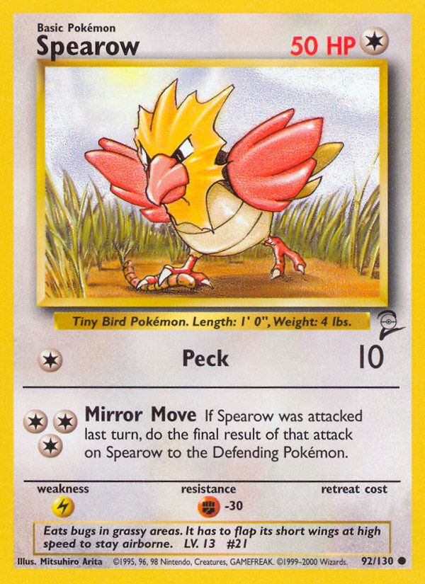 Spearow (92/130) [Base Set 2] | Shuffle n Cut Hobbies & Games