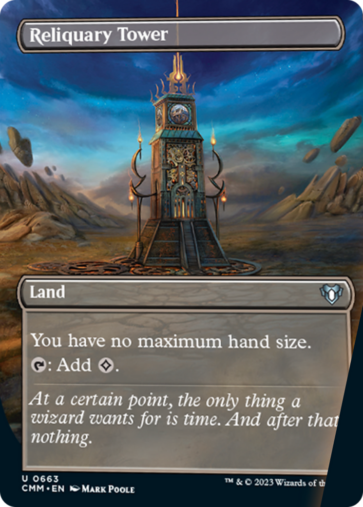 Reliquary Tower (Borderless Alternate Art) [Commander Masters] | Shuffle n Cut Hobbies & Games