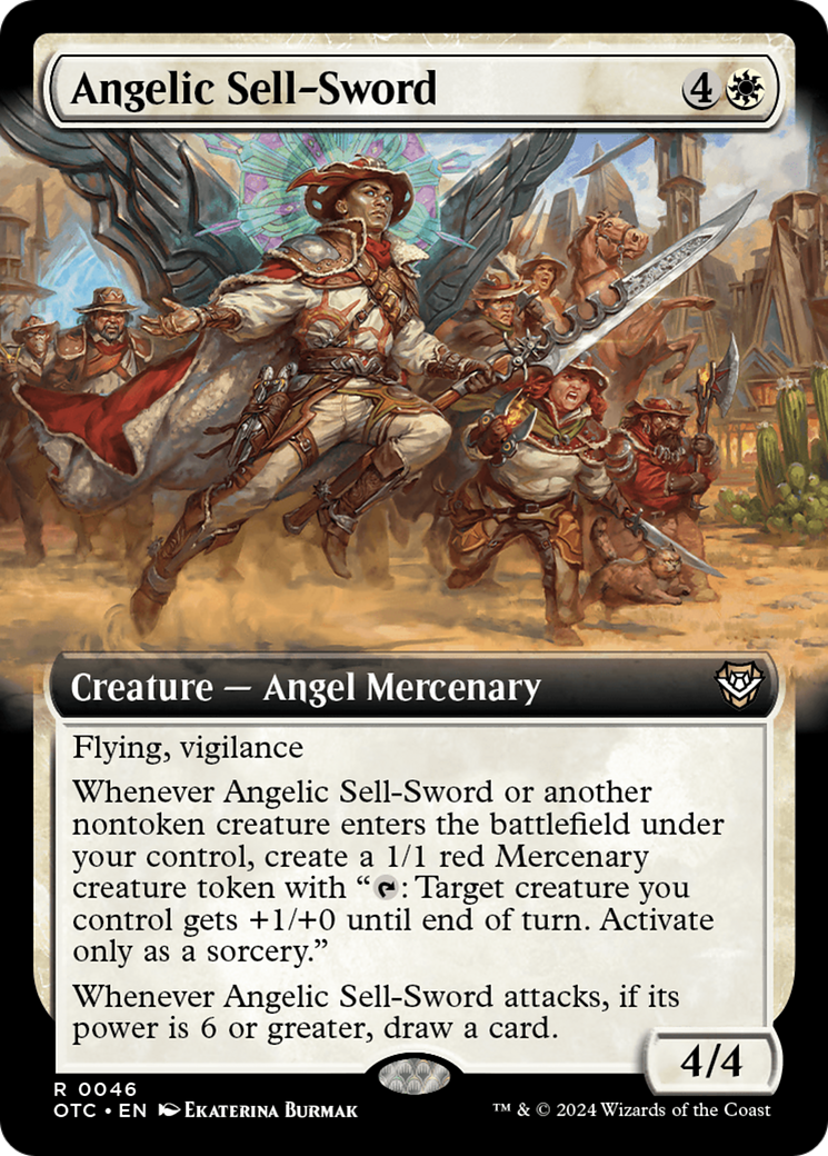 Angelic Sell-Sword (Extended Art) [Outlaws of Thunder Junction Commander] | Shuffle n Cut Hobbies & Games