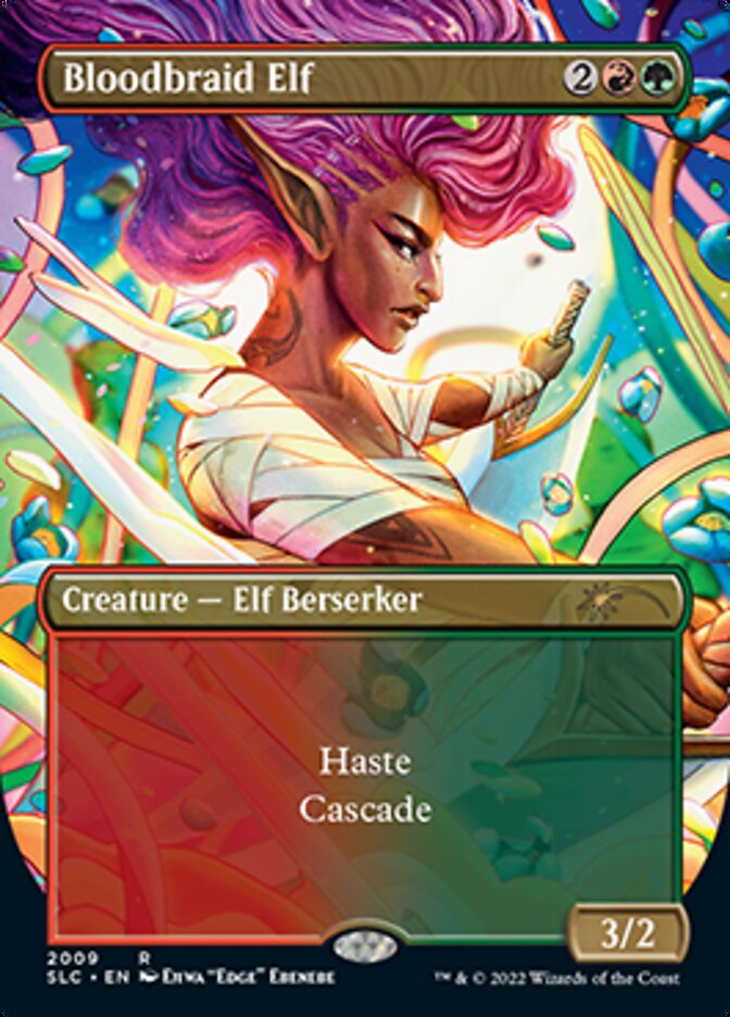 Bloodbraid Elf (Borderless Alternate Art) [Secret Lair Countdown Kit] | Shuffle n Cut Hobbies & Games