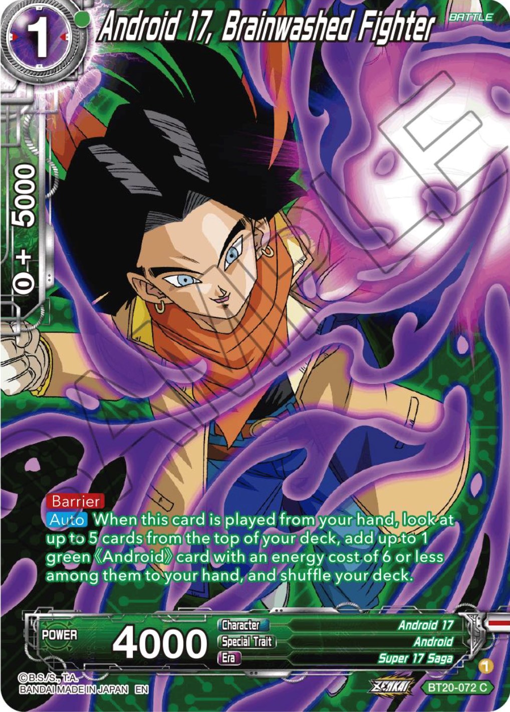Android 17, Brainwashed Fighter (Silver Foil) (BT20-072) [Power Absorbed] | Shuffle n Cut Hobbies & Games