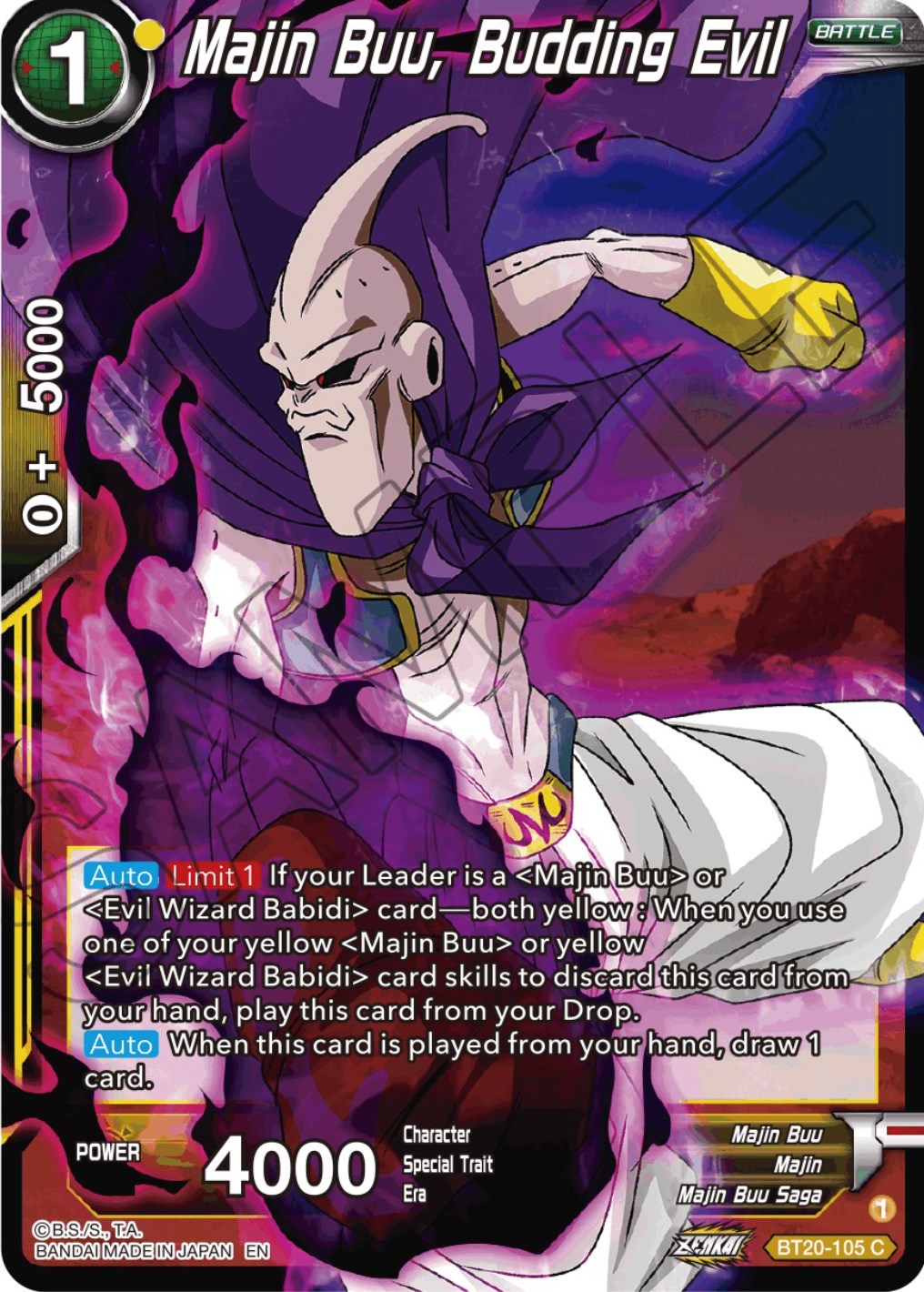 Majin Buu, Budding Evil (BT20-105) [Power Absorbed] | Shuffle n Cut Hobbies & Games