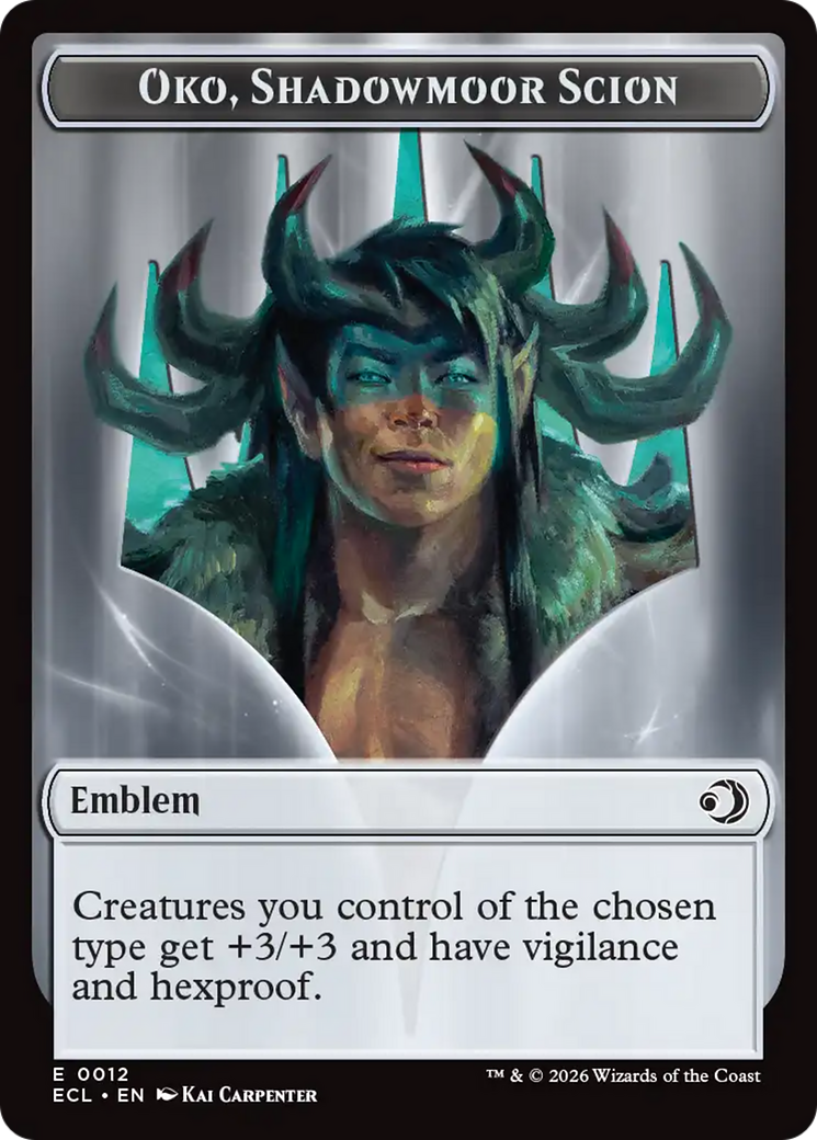 Elk // Emblem - Oko, Shadowmoor Scion Double-Sided Token [Lorwyn Eclipsed Tokens] | Shuffle n Cut Hobbies & Games