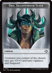 Elk // Emblem - Oko, Shadowmoor Scion Double-Sided Token [Lorwyn Eclipsed Tokens] | Shuffle n Cut Hobbies & Games