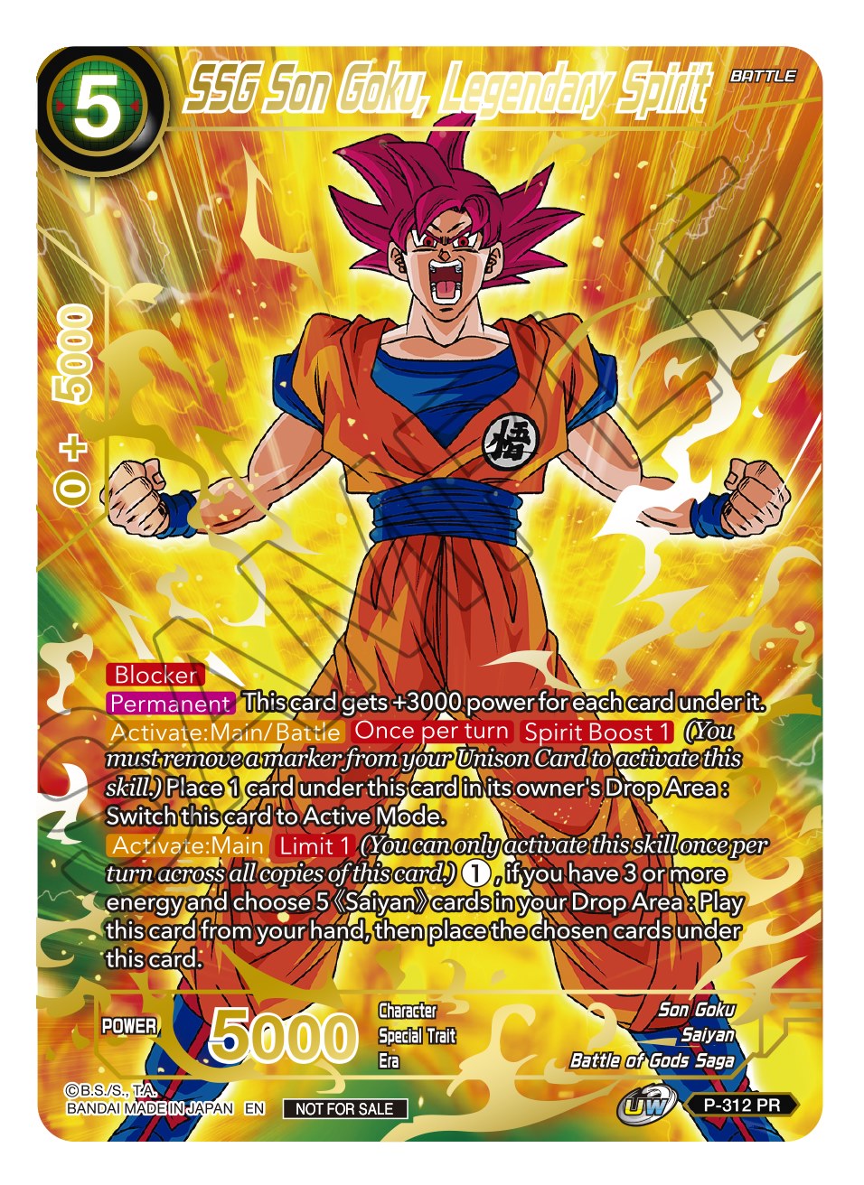 SSG Son Goku, Legendary Spirit (Gold Stamped) (P-312) [Promotion Cards] | Shuffle n Cut Hobbies & Games