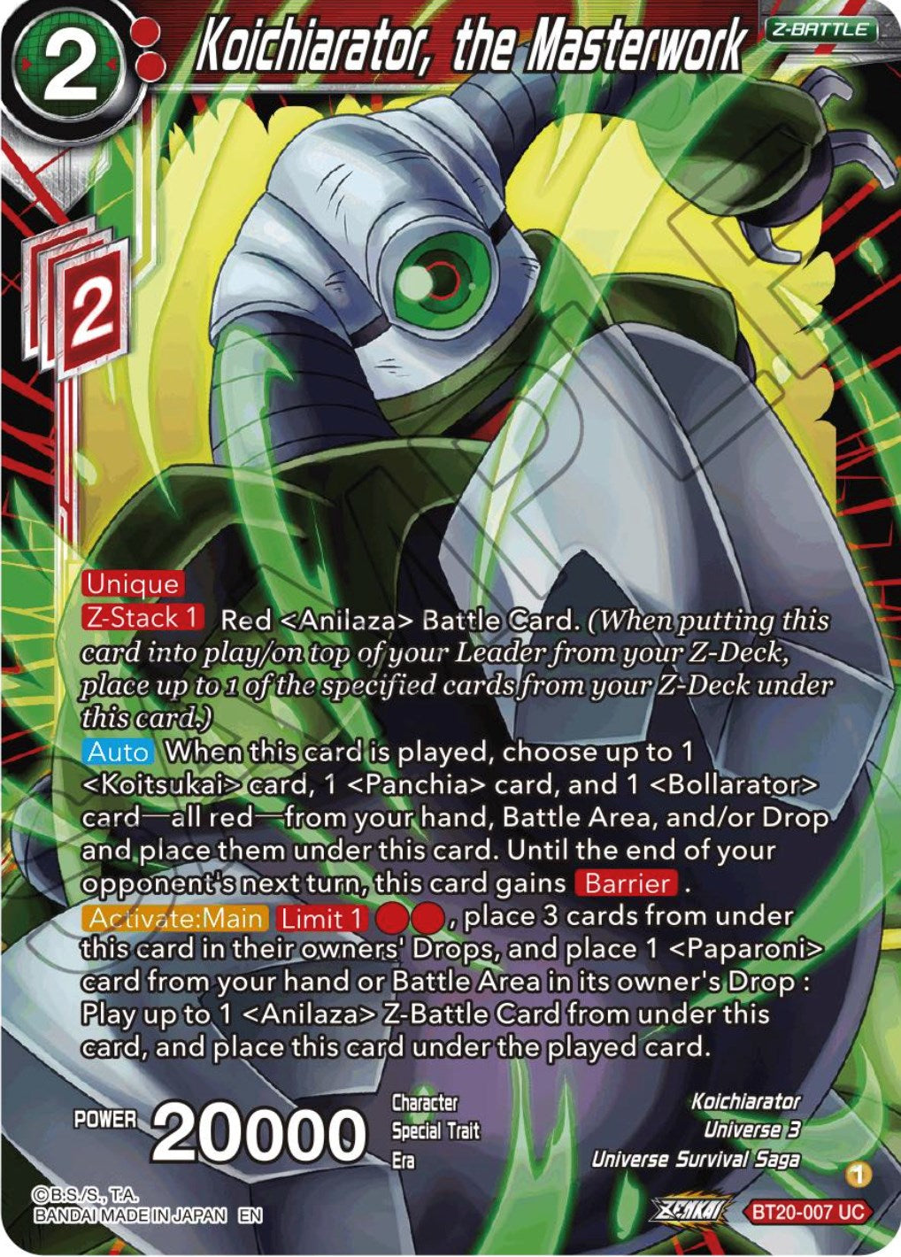 Koichiarator, the Masterwork (BT20-007) [Power Absorbed] | Shuffle n Cut Hobbies & Games