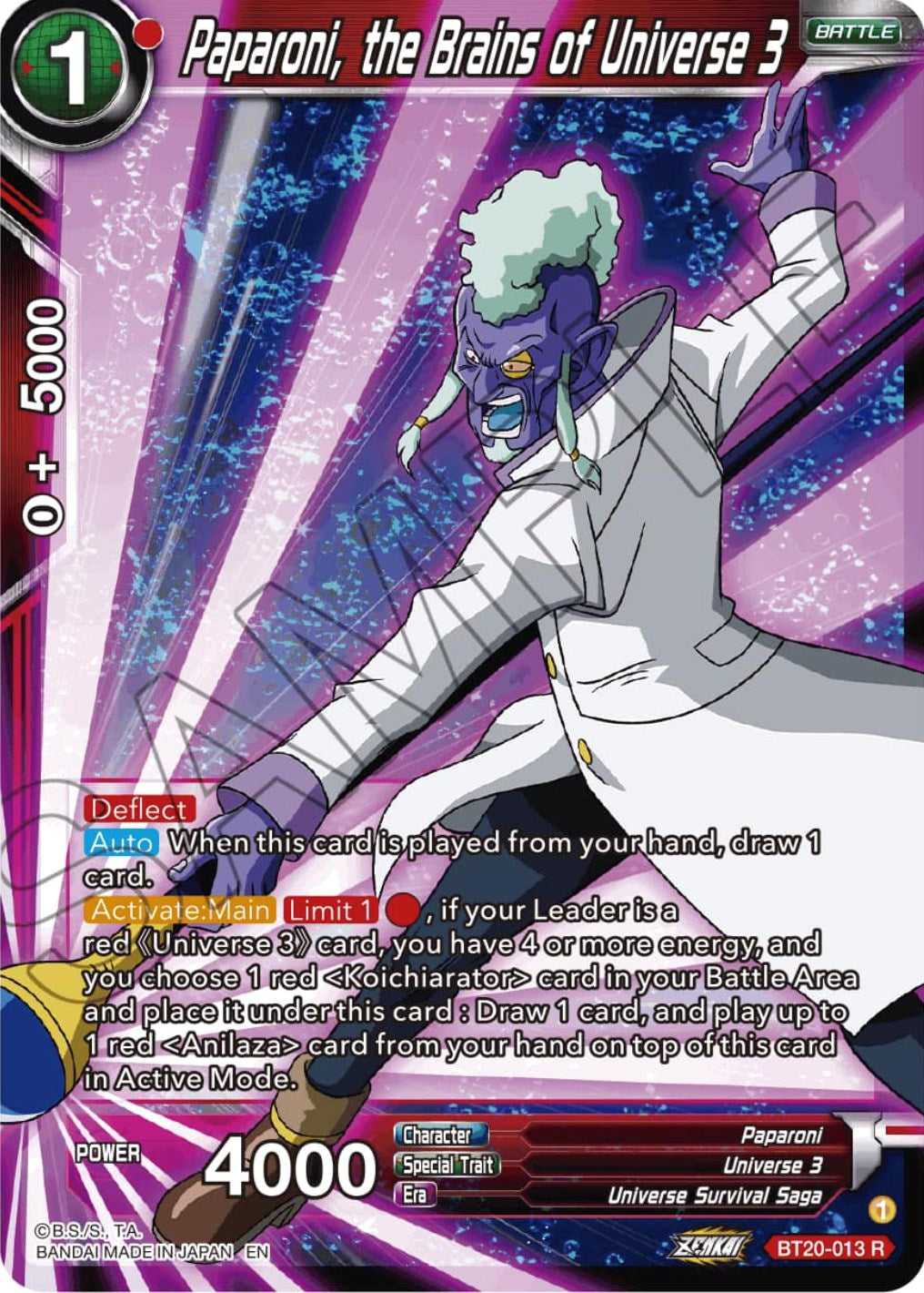 Paparoni, the Brains of Universe 3 (BT20-013) [Power Absorbed] | Shuffle n Cut Hobbies & Games