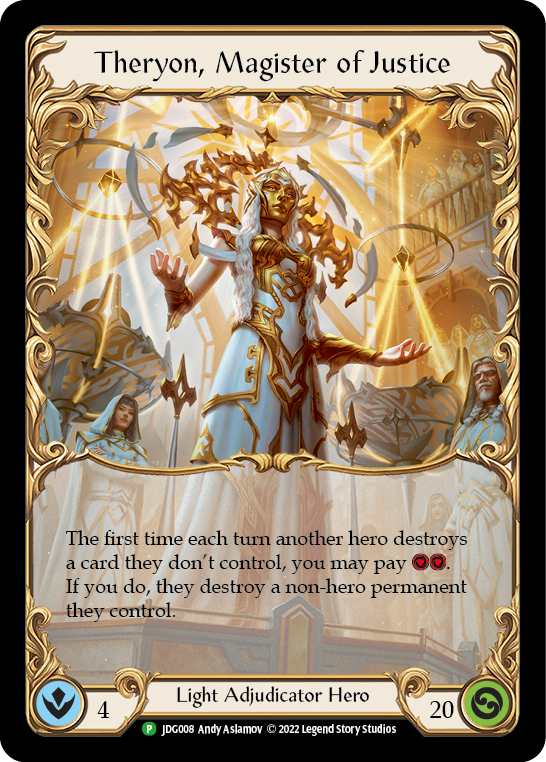 Theryon, Magister of Justice [JDG008] (Promo)  Rainbow Foil | Shuffle n Cut Hobbies & Games