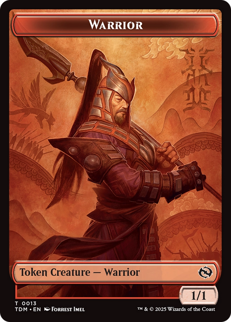 Dragon (0011) // Warrior Double-Sided Token [Tarkir: Dragonstorm Tokens] | Shuffle n Cut Hobbies & Games