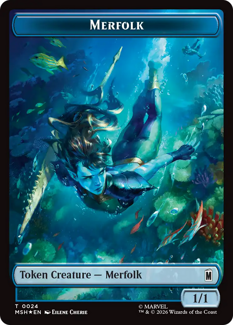 Wall (019) // Merfolk (024) Double-Sided Token (Surge Foil) [Marvel Super Heroes Commander Tokens] | Shuffle n Cut Hobbies & Games