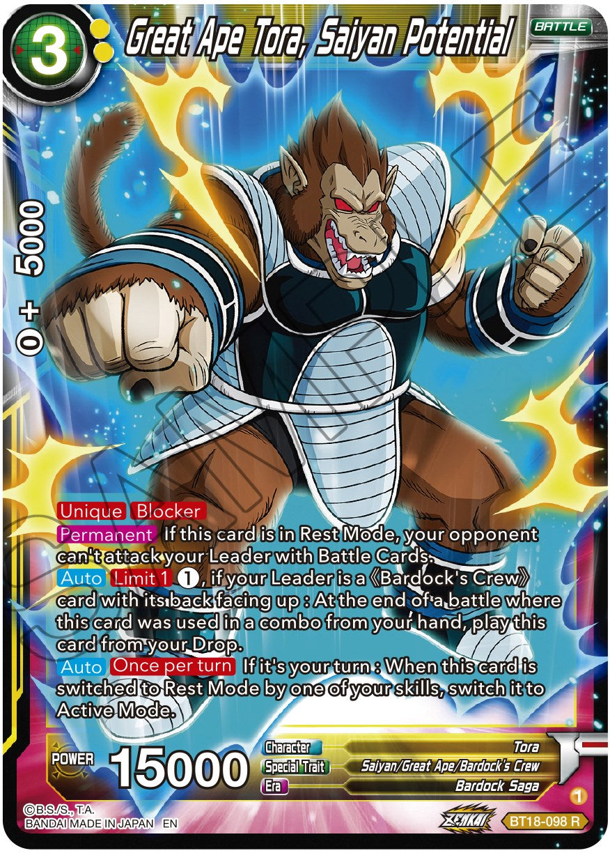 Great Ape Tora, Saiyan Potential (BT18-098) [Dawn of the Z-Legends] | Shuffle n Cut Hobbies & Games