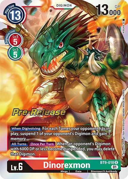 Dinorexmon [BT9-018] [X Record Pre-Release Promos] | Shuffle n Cut Hobbies & Games