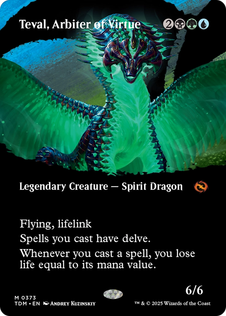 Teval, Arbiter of Virtue (Borderless) [Tarkir: Dragonstorm] | Shuffle n Cut Hobbies & Games