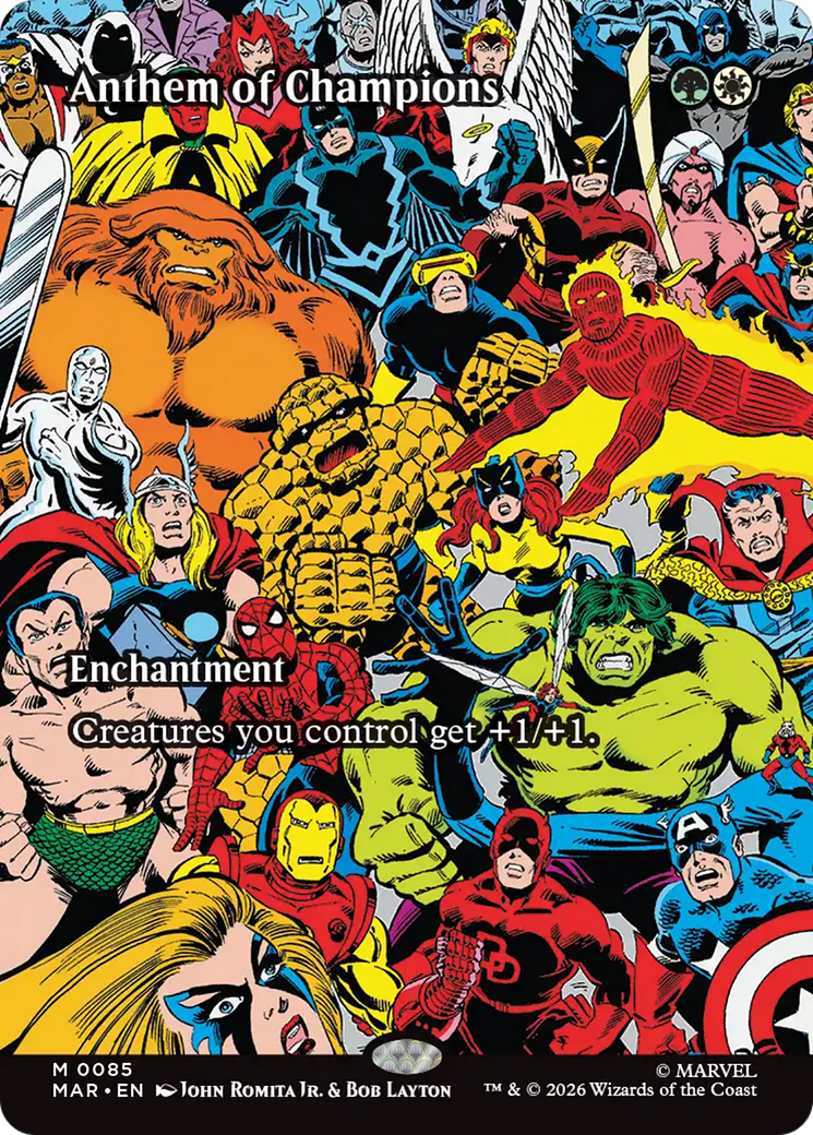 Anthem of Champions (Borderless) [Marvel Universe: Eternal-Legal] | Shuffle n Cut Hobbies & Games