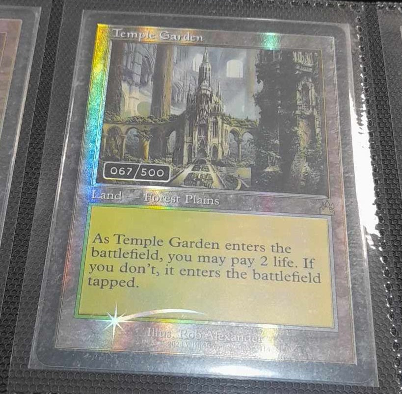 Temple Garden (Retro) (Serialized 067/500) [Ravnica Remastered] | Shuffle n Cut Hobbies & Games