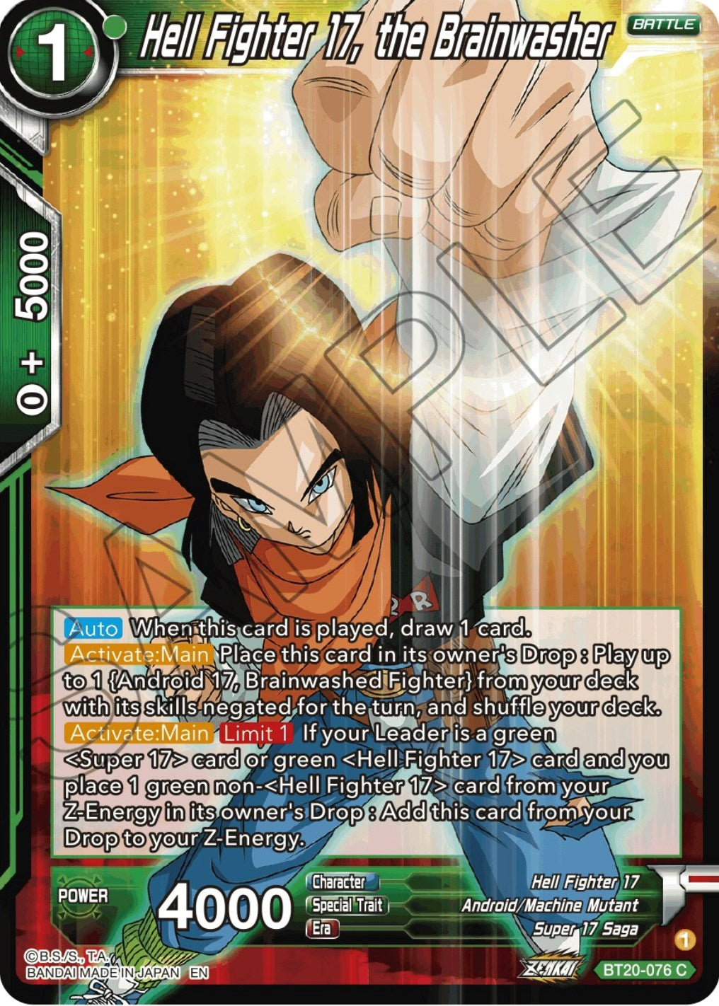 Hell Fighter 17, the Brainwasher (BT20-076) [Power Absorbed] | Shuffle n Cut Hobbies & Games