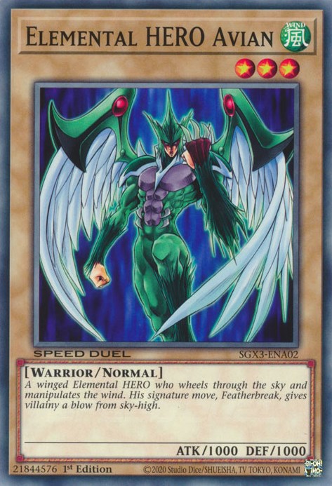 Elemental HERO Avian [SGX3-ENA02] Common | Shuffle n Cut Hobbies & Games