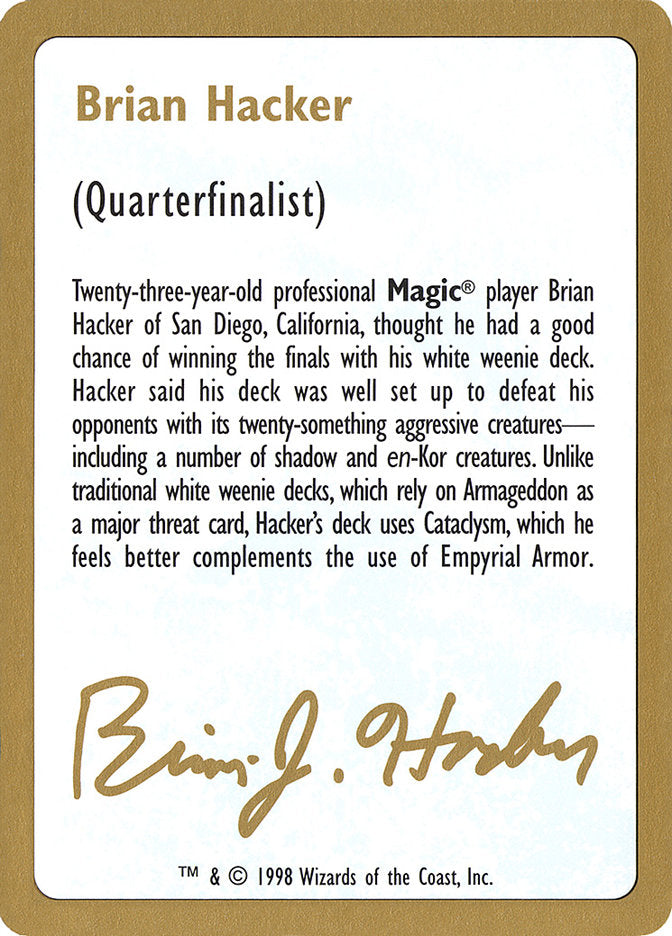 Brian Hacker Bio [World Championship Decks 1998] | Shuffle n Cut Hobbies & Games
