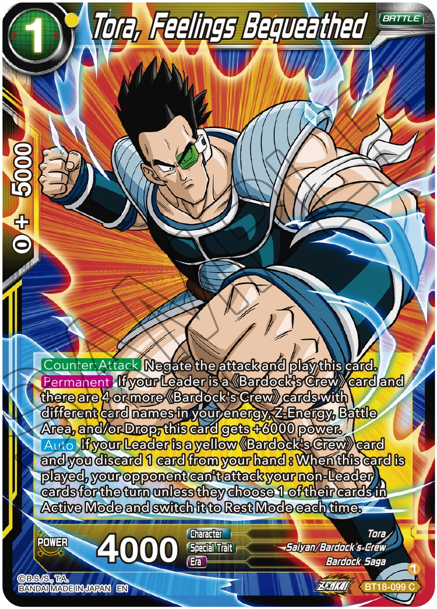 Tora, Feelings Bequeathed (BT18-099) [Dawn of the Z-Legends] | Shuffle n Cut Hobbies & Games