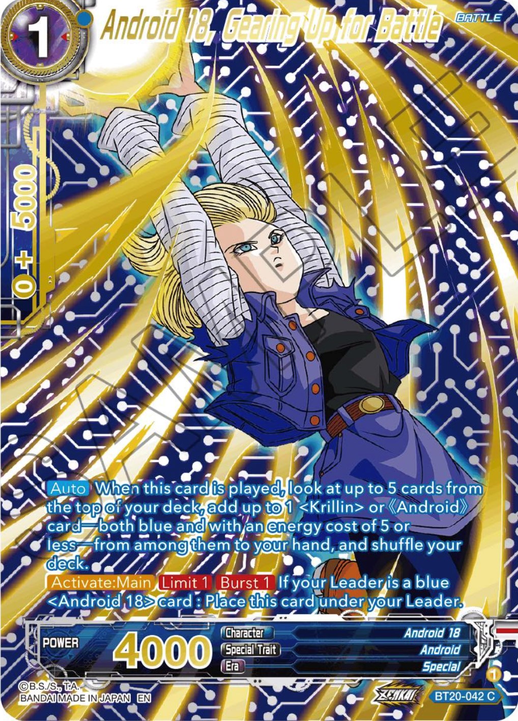 Android 18, Gearing Up for Battle (Gold-Stamped) (BT20-042) [Power Absorbed] | Shuffle n Cut Hobbies & Games
