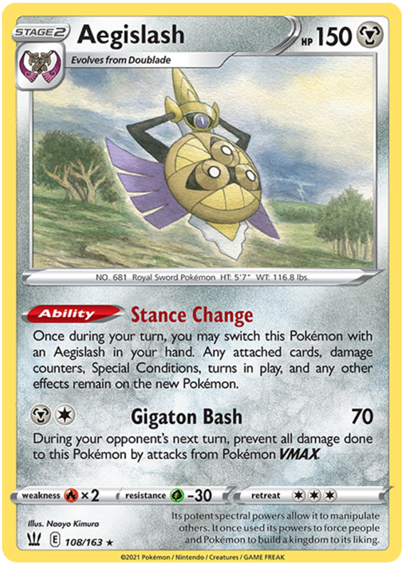 Aegislash (108/163) [Sword & Shield: Battle Styles] | Shuffle n Cut Hobbies & Games