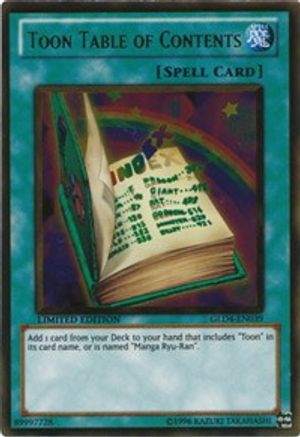 Toon Table of Contents [GLD4-EN039] Gold Rare | Shuffle n Cut Hobbies & Games
