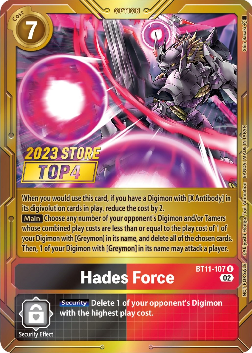 Hades Force [BT11-107] (2023 Store Top 4) [Dimensional Phase Promos] | Shuffle n Cut Hobbies & Games