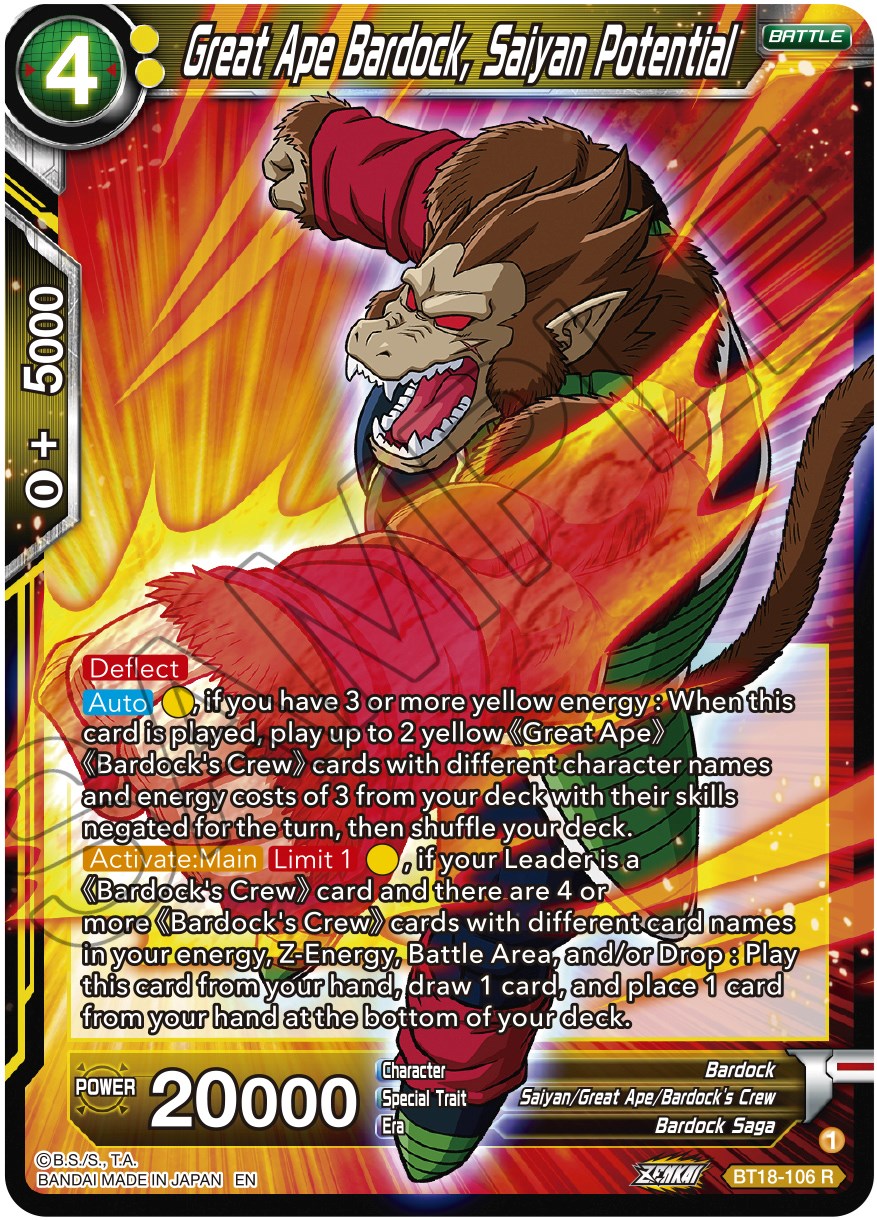 Great Ape Bardock, Saiyan Potential (BT18-106) [Dawn of the Z-Legends] | Shuffle n Cut Hobbies & Games
