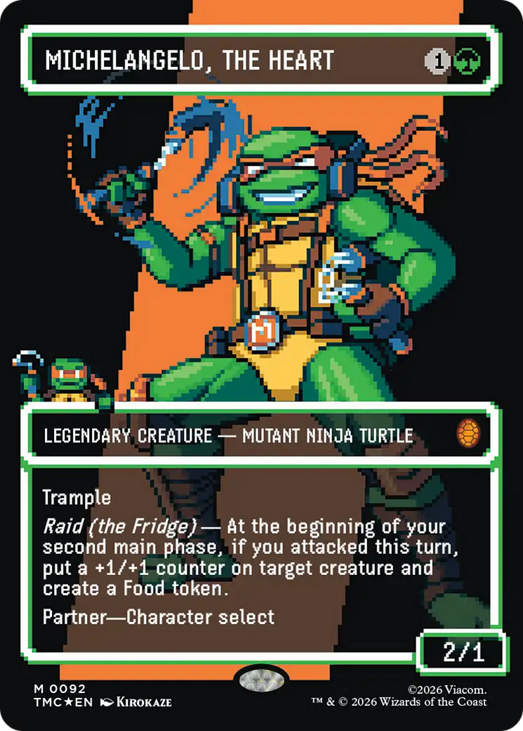 Michelangelo, the Heart (0093) (Borderless) (Surge Foil) [Teenage Mutant Ninja Turtles Commander] | Shuffle n Cut Hobbies & Games