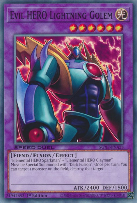 Evil HERO Lightning Golem [SGX3-ENA25] Common | Shuffle n Cut Hobbies & Games